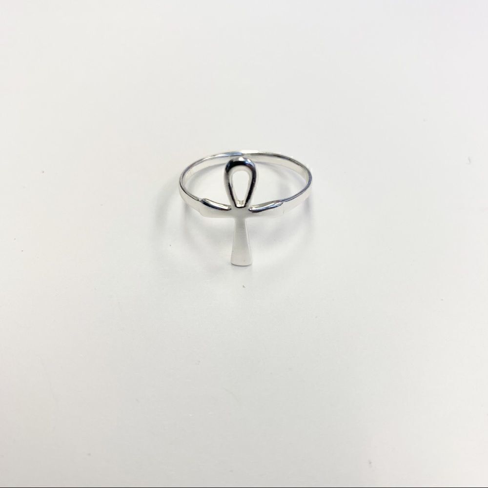 925 Sterling Silver Ankh Cross Ring - Picture 13 of 15